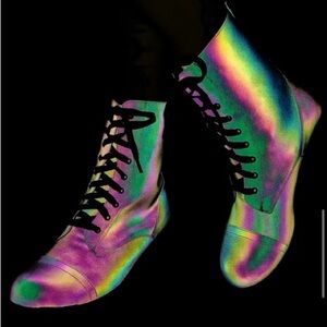 Size 7 Reflective Rainbow Combat Boots